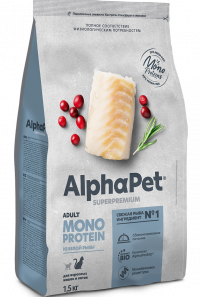 AlphaPet Superpremium MONOPROTEIN из белой рыбы для взрослых кошек