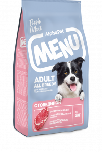 AlphaPet MENU корм с говядиной д/взрослых собак всех пород