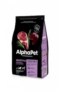AlphaPet Superpremium С бараниной и потрошками для собак средних пород с чув. пищеварением